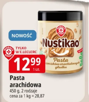 Pasta orzeszkowa arachidowych gładka promocja w Leclerc