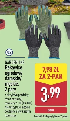 Rękawice ogrodowe damskie/męskie, 2 pary promocja w Aldi