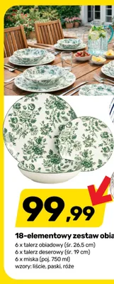 Zestaw obiadowy 18-elementowy wzór róże promocja w Bricomarche