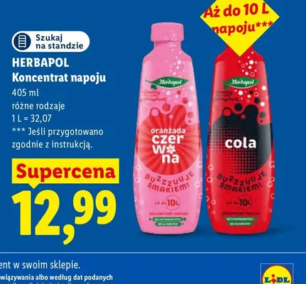 Koncentrat napoju oranżada czerwona Herbapol promocja w Lidl