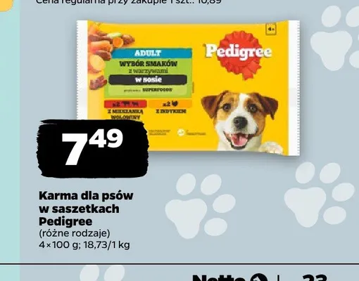 Karma dla psów w saszetkach Pedigree Wybór Smaków w sosie promocja w Netto