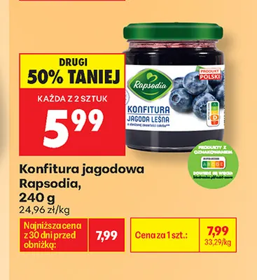 Konfitura jagodowa Rapsodia promocja w Biedronka