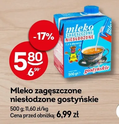 Mleko zagęszczone niesłodzone gostyńskie promocja w Żabka