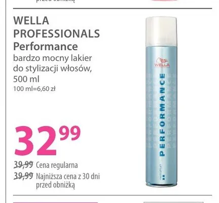 Bardzo mocny lakier do stylizacji włosów WELLA PROFESSIONALS Performance promocja w Hebe