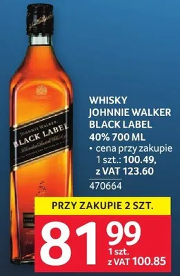 Whisky Johnnie Walker Black Label 40% 700 ML promocja w Selgros