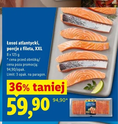 Łosoś atlantycki porcje z fileta XXL promocja w Lidl