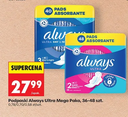 Podpaski Always Ultra Mega Paka promocja w Biedronka