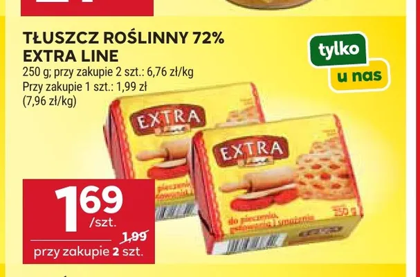 Tłuszcz roślinny 72% Extra Line promocja w Stokrotka