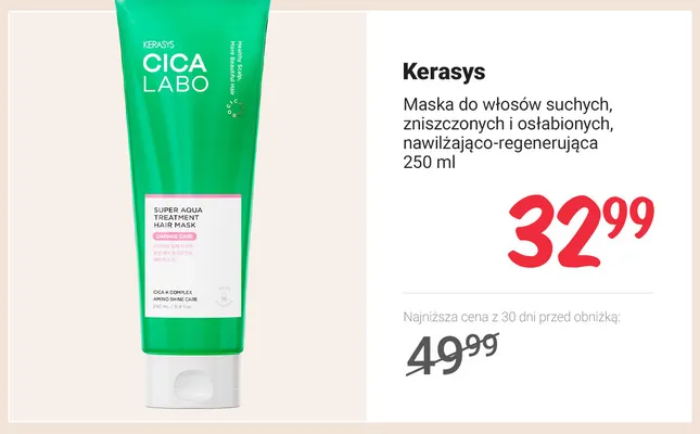 Maska do włosów suchych zniszczonych i osłabionych nawilżająco-regenerująca Kerasys promocja w Rossmann