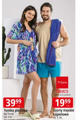 Szorty męskie kąpielowe Tissaia Basics roz. X-3XL mix kolorów promocja w Leclerc