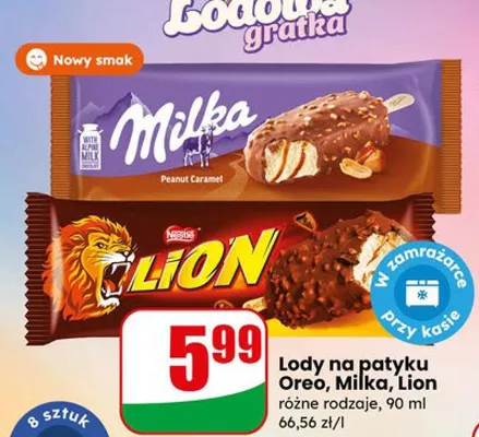 Lody na patyku Lion promocja w Dino