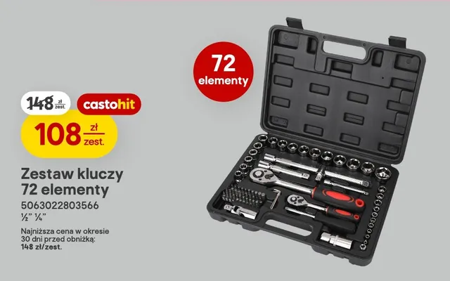 Zestaw kluczy 72 elementy Forge Steel promocja w Castorama