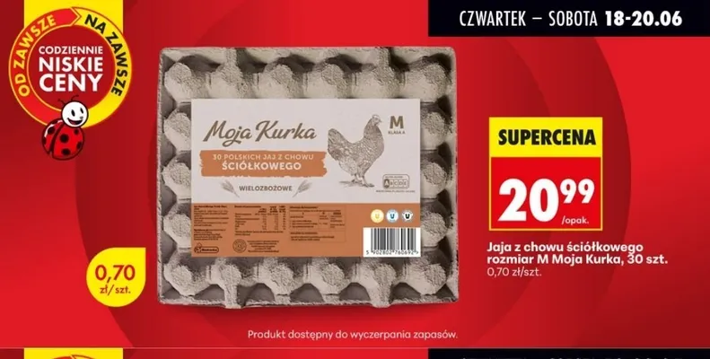 Jaja z chowu ściółkowego rozmiar M Moja Kurka promocja w Biedronka