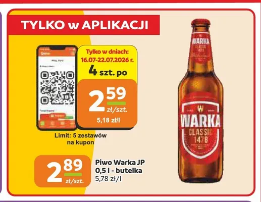 Piwo Warka Jasne Pełne promocja w Gama