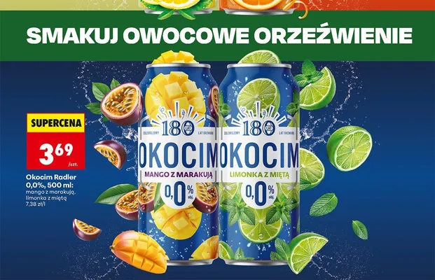 Piwo bezalkoholowe Okocim Radler Limonka z Miętą promocja w Biedronka