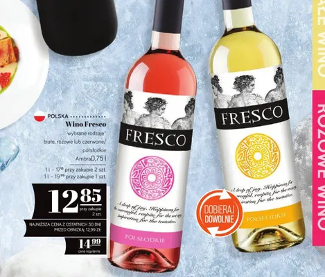 Wino Fresco wybrane rodzaje białe, różowe lub czerwone/półsłodkie Ambra promocja w POLOmarket