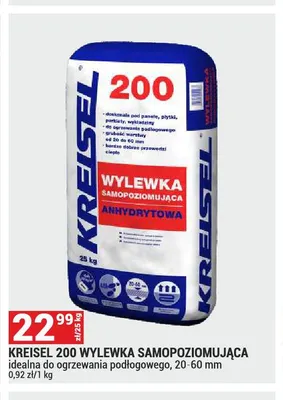 Wylewka samopoziomująca KREISEL 200 anhydrytowa idealna do ogrzewania podłogowego 20-60mm promocja w Merkury Market