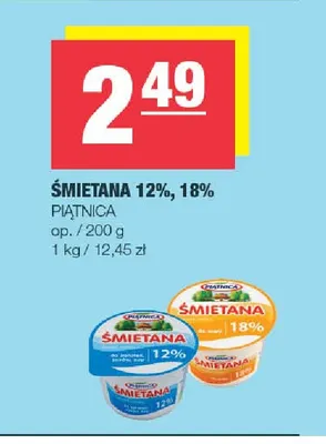 Śmietana Piątnica 18% promocja w SPAR