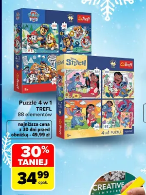 Puzzle 4 w 1 Trefl 88 elementów promocja w Carrefour