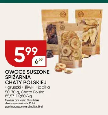Owoce suszone Spiżarnia Chaty Polskiej gruszki promocja w Chata Polska