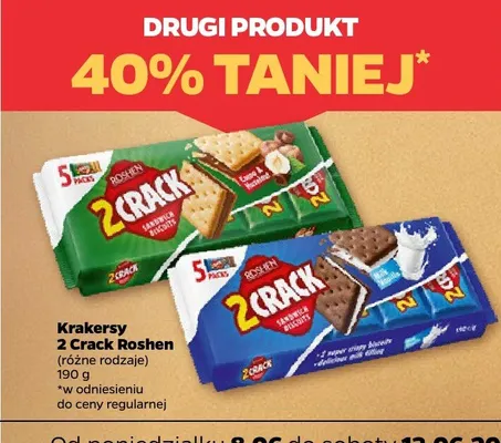 Krakersy Roshen 2 Crack Mleko & Wanilia promocja w Netto