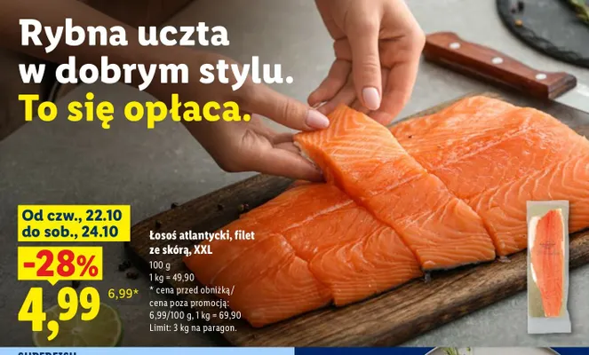 Łosoś atlantycki filet ze skórą XXL promocja w Lidl