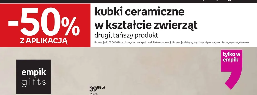 Kubki ceramiczne w kształcie zwierząt promocja w Empik