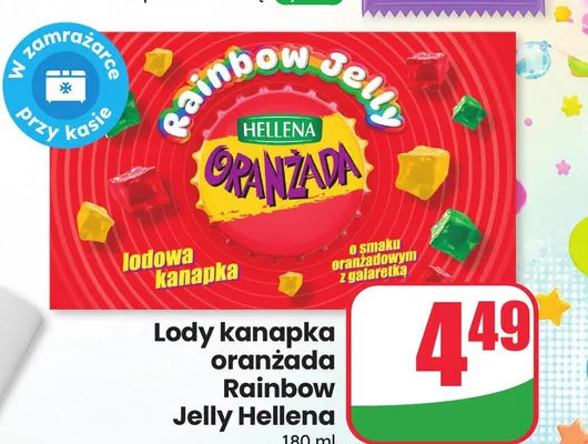 Lody kanapka oranżada Rainbow Jelly Hellena promocja w Dino
