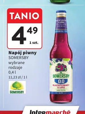 Napój piwny bezalkoholowy Somersby Blackcurrant & Lime promocja w Intermarche