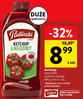 Ketchup Pudliszki łagodny promocja w Intermarche