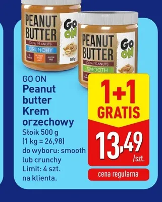 Krem orzechowy Peanut butter crunchy Go On promocja w Aldi
