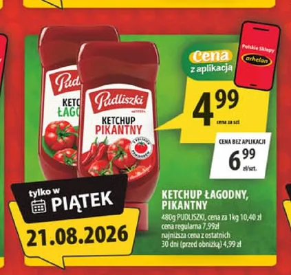 Ketchup łagodny Pudliszki promocja w Arhelan