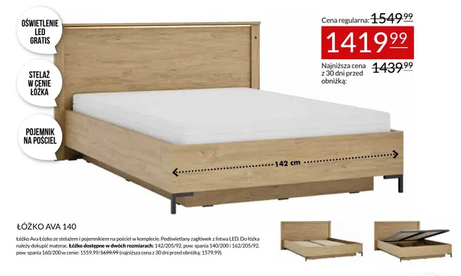 Łóżko Ava 140 promocja w Abra Meble