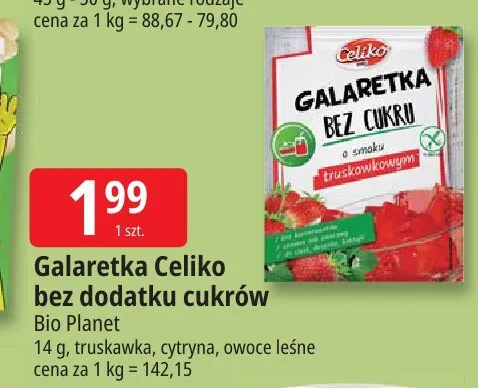 Galaretka Celiko bez dodatku cukrów owoce leśne promocja w Leclerc