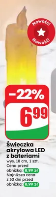 Świeczka akrylowa LED z bateriami promocja w Dino