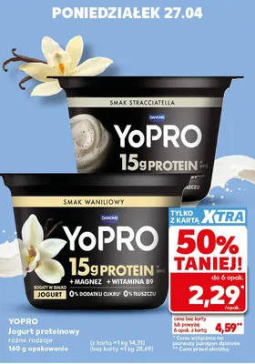 Jogurt proteinowy YoPro smak waniliowy Danone promocja w Kaufland