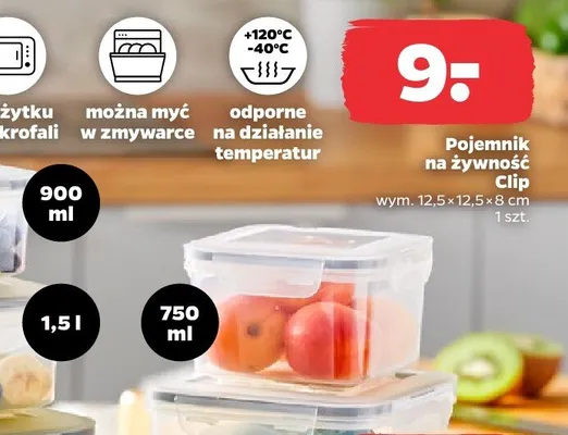 Pojemnik na żywność Clip wym. 12,5x12,5x8cm 750ml promocja w Netto
