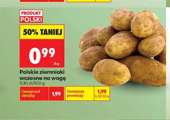 Ziemniaki wczesne polskie na wagę promocja w Biedronka