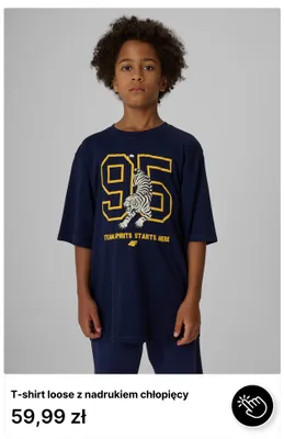 T-shirt loose z nadrukiem chłopięcy 4F promocja w 4F