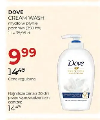 Mydło w płynie pompka Dove Cream Wash promocja w Drogerie Jawa