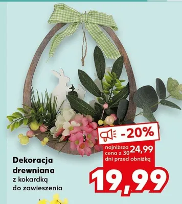 Dekoracja drewniana z kokardką do zawieszenia promocja w Kaufland