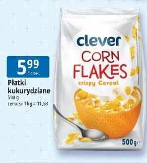 Płatki kukurydziane Clever promocja w Leclerc