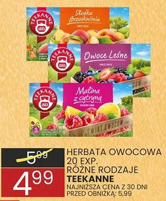 Herbata owocowa różne rodzaje promocja w Wafelek
