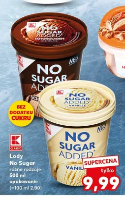 Lody czekoladowe bez dodatku cukru K-Classic promocja w Kaufland