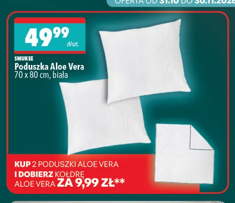 Poduszka Aloe Vera 70x80 cm biała Smukee promocja w Biedronka Home