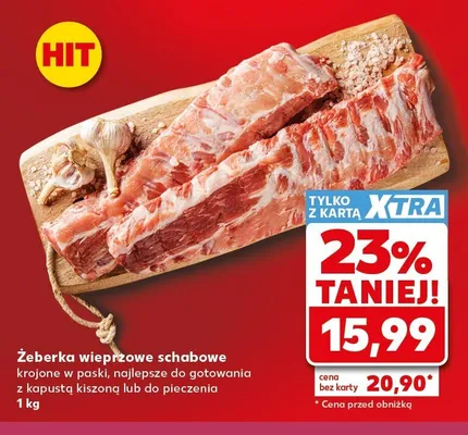 Żeberka wieprzowe schabowe krojone w paski promocja w Kaufland