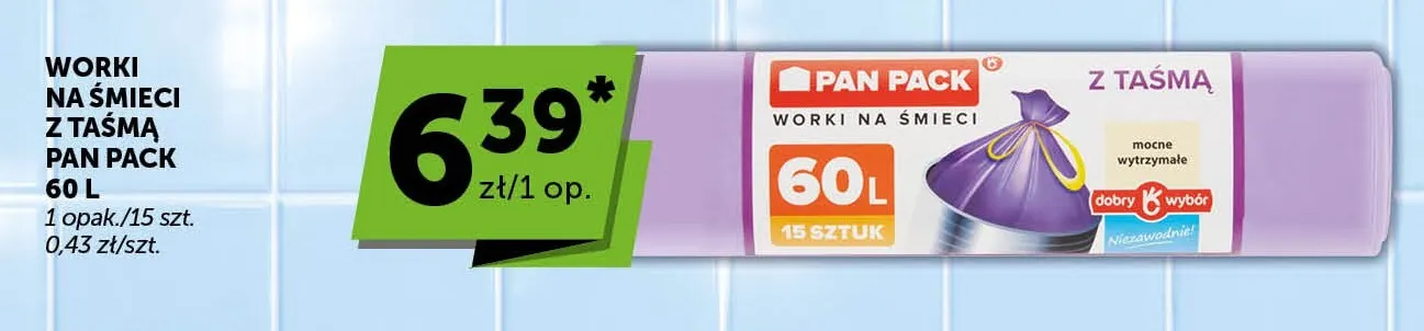 Worki na śmieci z taśmą Pan Pack 60 l promocja w ABC