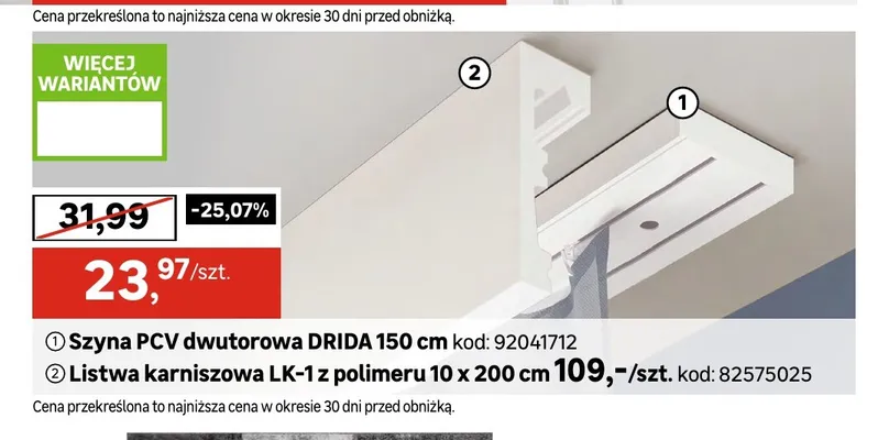 Listwa karniszowa LK-1 z polimeru 10x200 cm promocja w Leroy Merlin