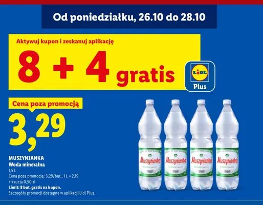Woda mineralna Muszynianka promocja w Lidl