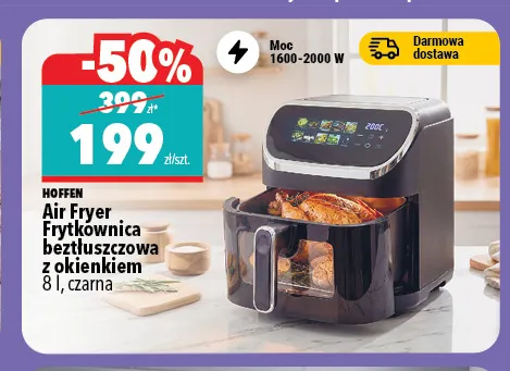 Frytkownica beztłuszczowa z okienkiem Hoffen 8 l promocja w Biedronka Home